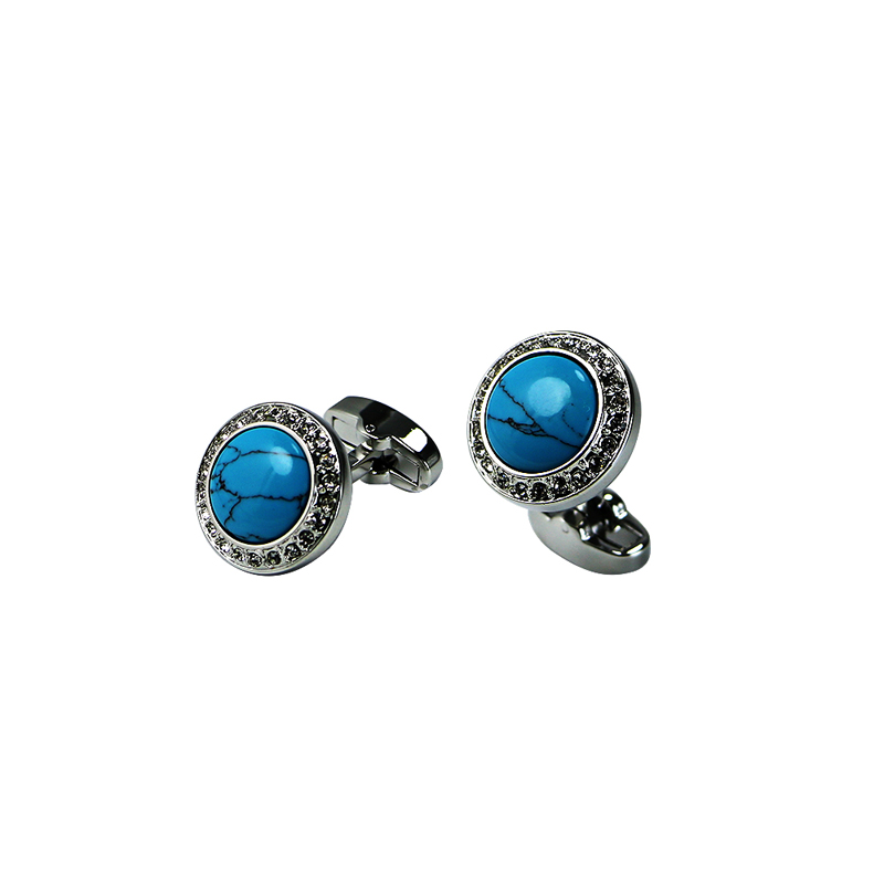 Türkis & Crystal Domed Classic Suit Cuff Links
