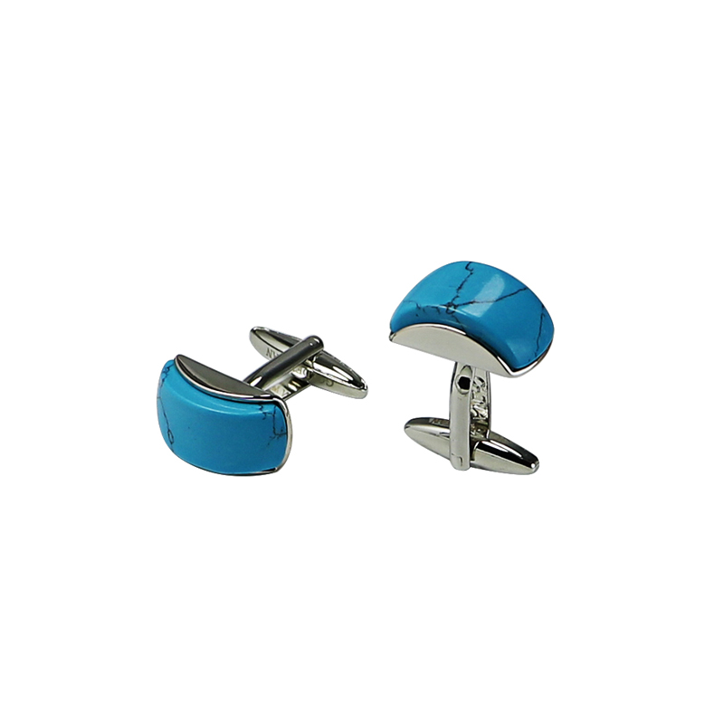 Men\'s Turquoise Domed Rectangle Cuff Links