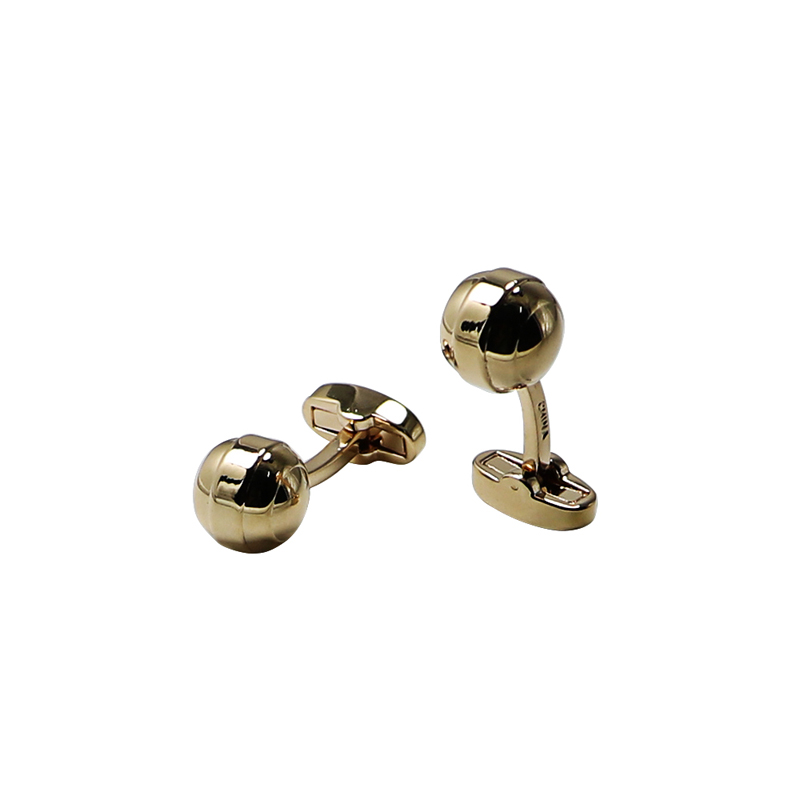 Gold Plated Round Ball Cuff Links